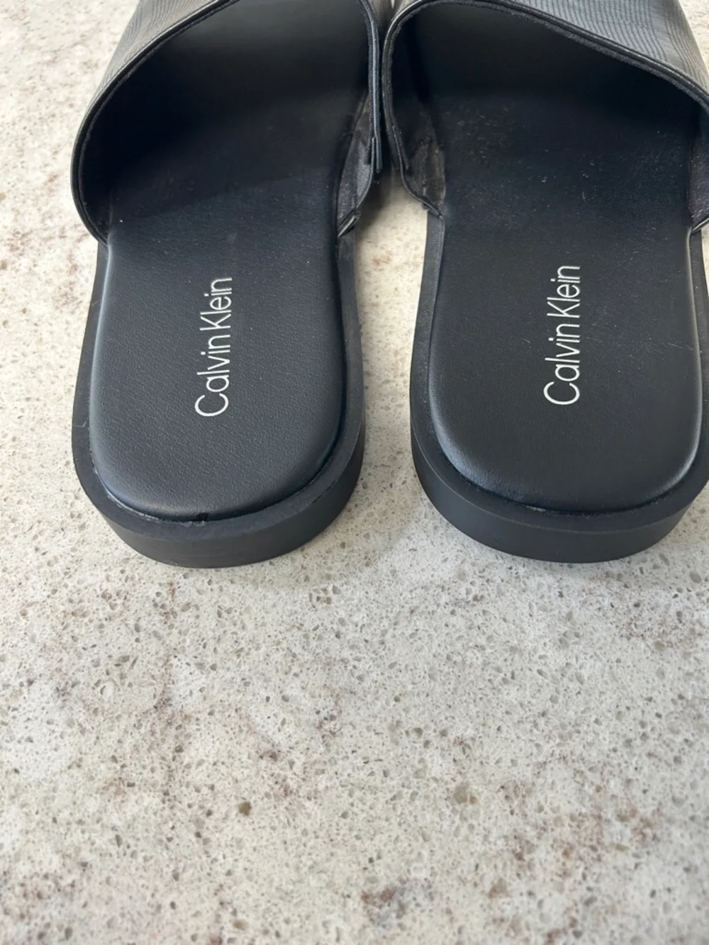 Calvin Klein Black Perforated Slide Sandals